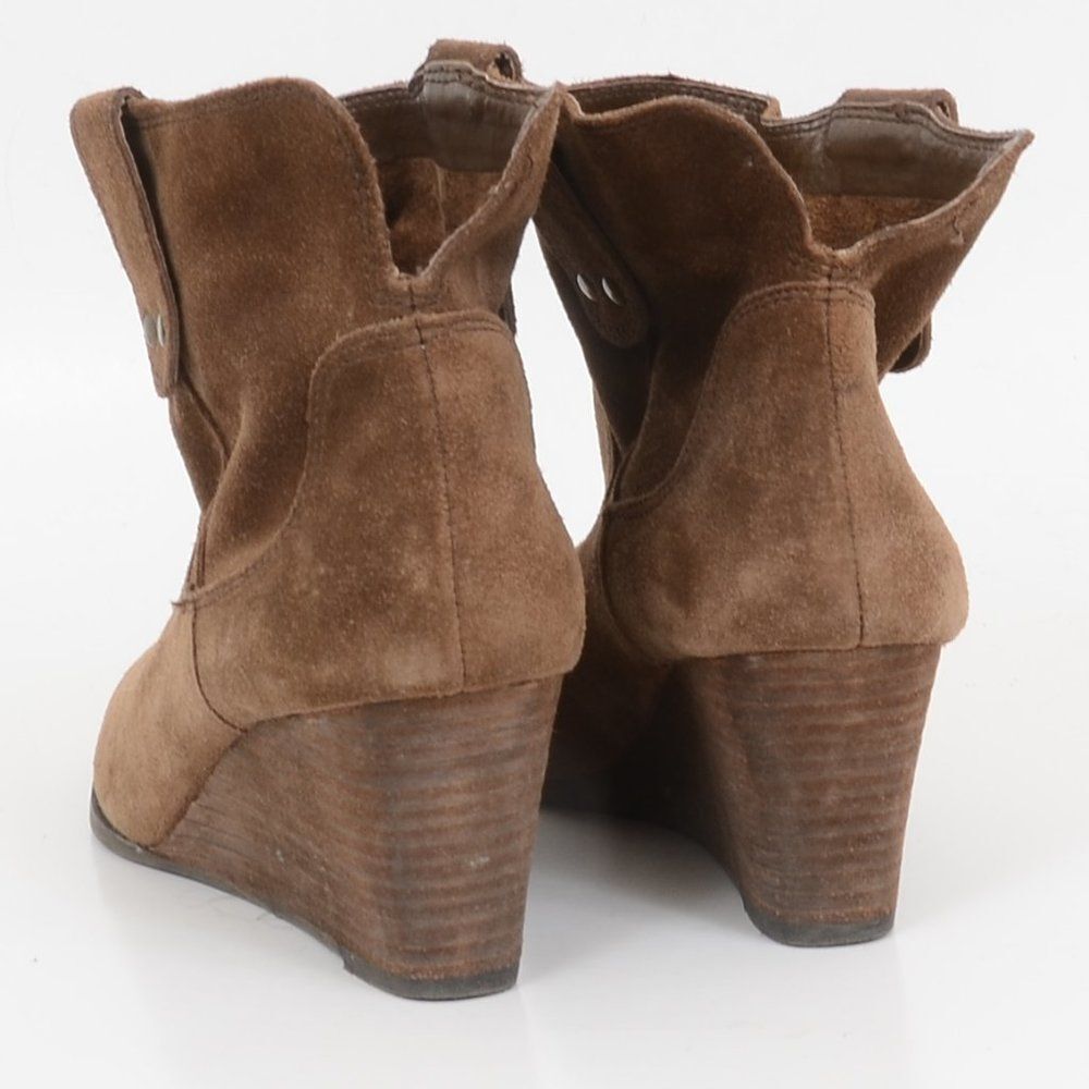 Lucky Brand Gennee Suede Wedge Pull On Ankle Booties Size 7 Western Festival - Picture 5 of 7